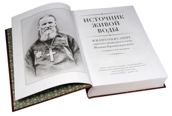 Книга «Источник живой воды. Жизнеописание святого праведного отца Иоанна Кронштадтского » - автор Большаков Н.И., твердый переплёт, кол-во страниц - 784, издательство «Отчий дом»,  ISBN 978-5-906241-53-5, 2021 год